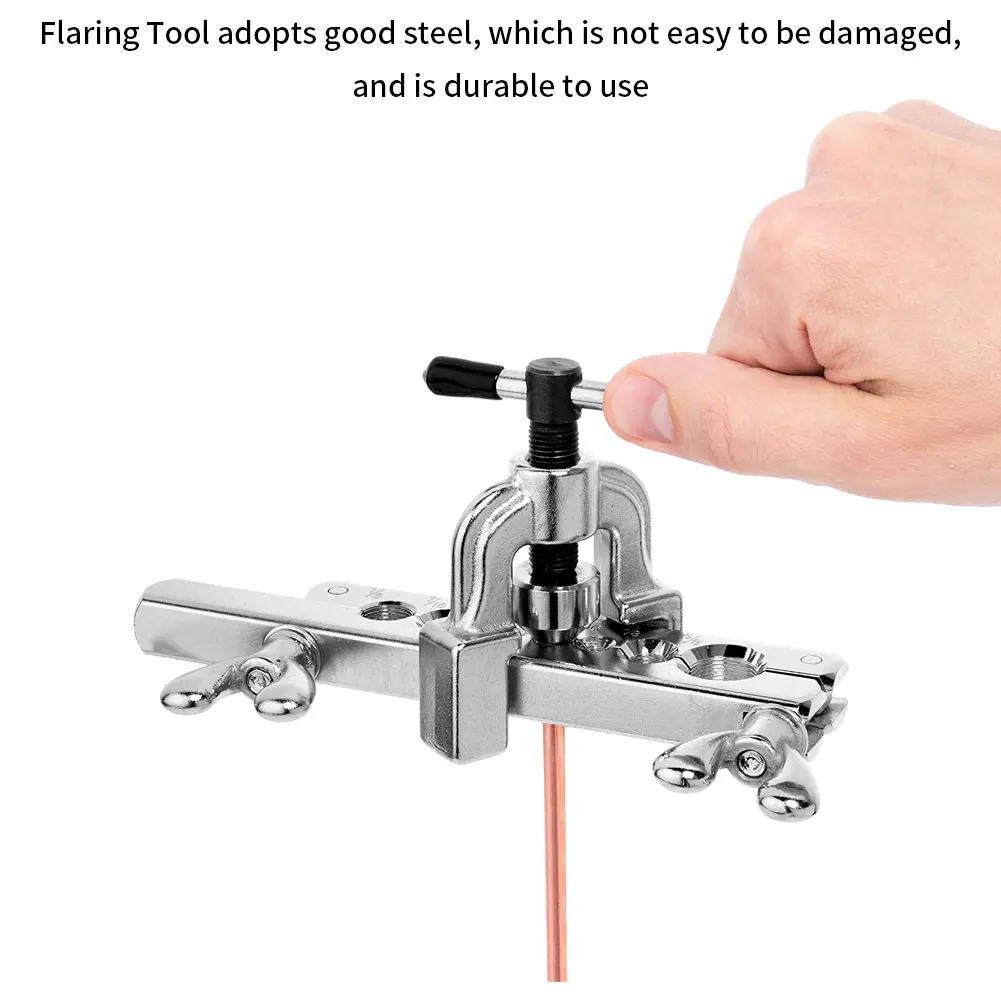 

Flaring Tool Tubing Pipe 7 Dies Of 3/16-5/8 Inch Kit Brake Line Swaging Tool Kit With 45° Eccentric Cone For Making Single Flare