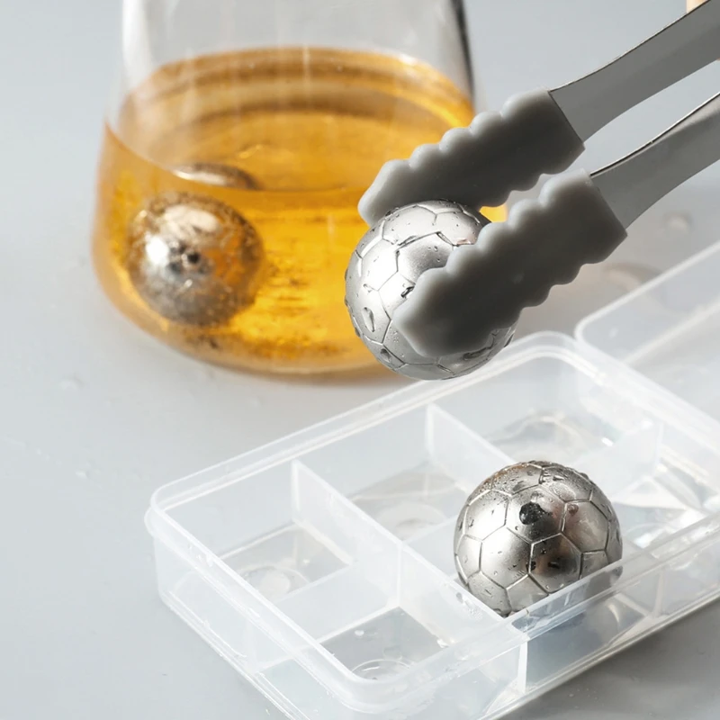 11XC Soccer Ball Shape Whiskey Stone Chilling Rocks Stainless Steel Reusable Ice Cubes for Cooling Wine Drinks Beverage Drinking |