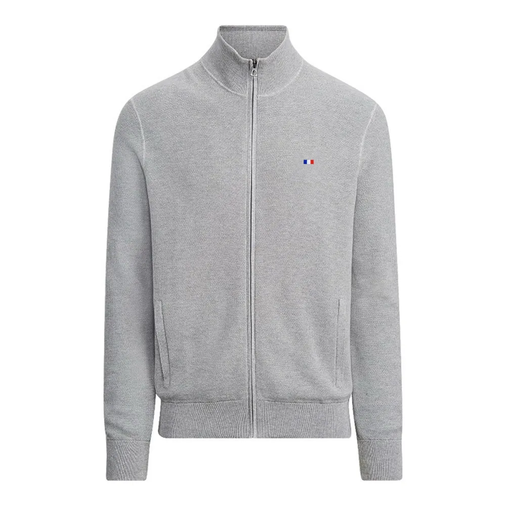 Осенне-зимний мужской свитер с вышивкой флага из 100% хлопка вязаный плотный