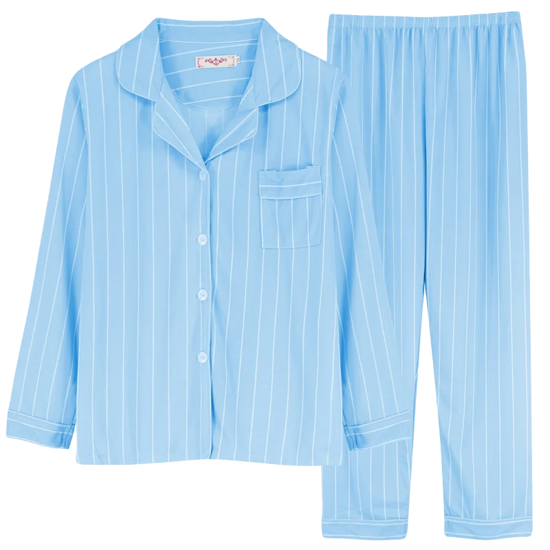 Pajama Set for Women Sexy LeoPard Pyjama Spring Autumn Sleepwear Suits Long-Sleeve Home Clothes Casual Outwear 2Pieces Striped