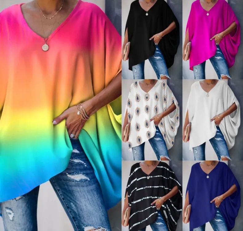 Женский пуловер с V-образным вырезом и рукавом летучая мышь | Женская одежда