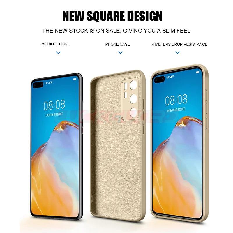 original square bumper liquid silicone phone case for huawei p20 p30 p40 pro nova 3 3i 4 5 i pro 6 7 8 se p30 lite soft cover free global shipping