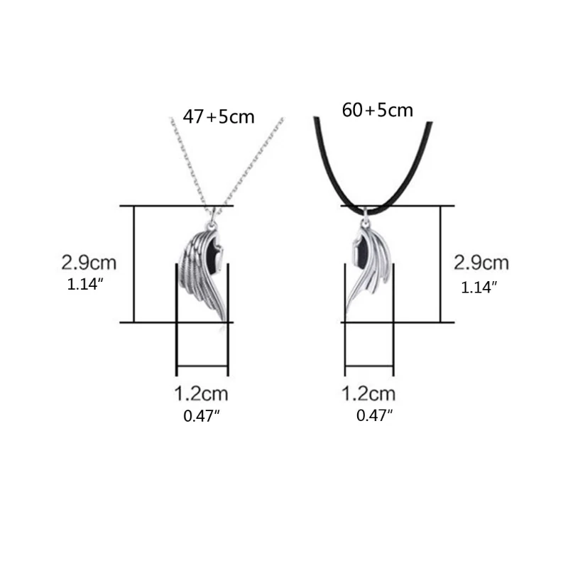 

Y1UE Devil and Angel Wing Couple Necklace Thai Silver Magnet Attracting Personality Men and Women Affair Commemorative Gift