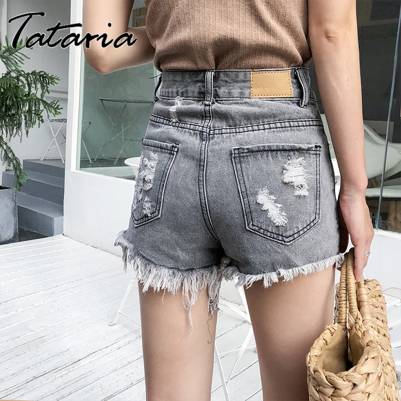 Женские джинсовые шорты винтажные с высокой талией широкими штанинами женские