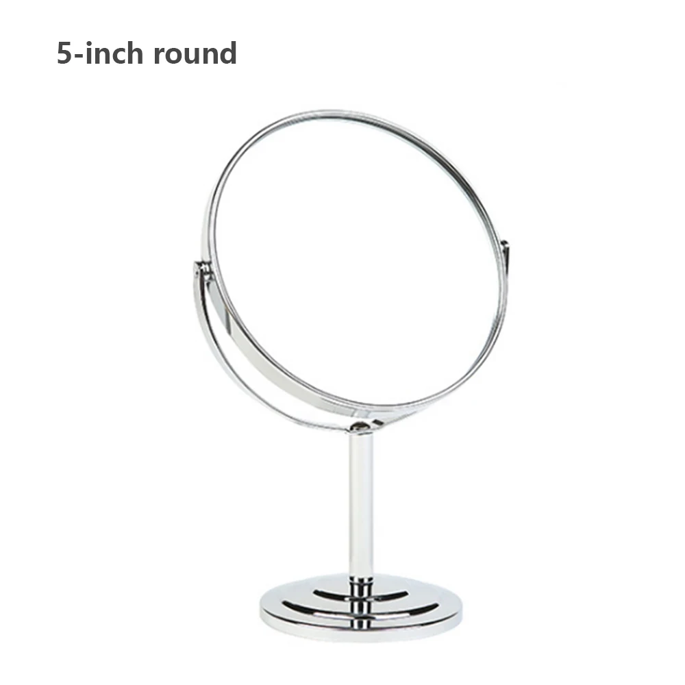 5 inch A Manooby настольная вращающаяся подставка для зеркала для макияжа, зеркало для стола для макияжа, круглое овальное двухстороннее зеркало из серебристого металла - Цвет: 5 inch A