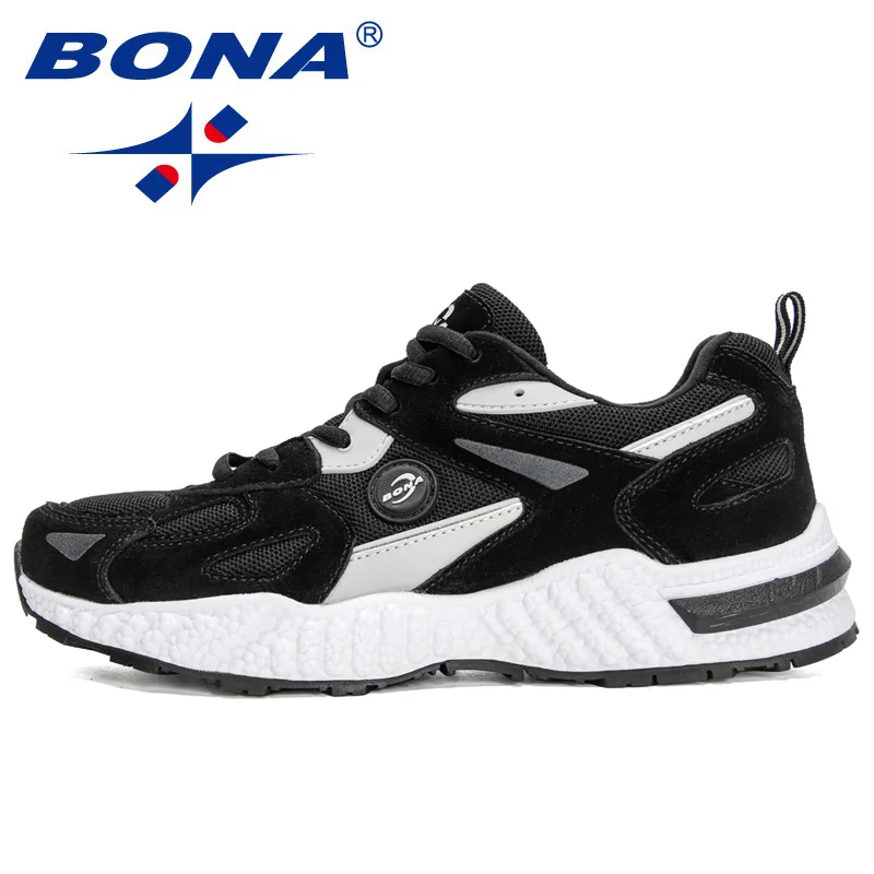 BONA 2021 New Designers Suede Mesh Running Shoes Men Popular Sneakers Walking Shoe Man Jogging Tennis Sport Mansculin Zapatillas