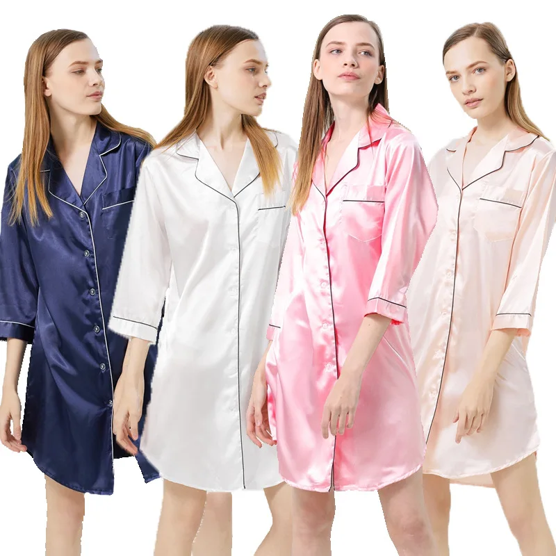 Рубашки средней длины ночная рубашка женская летняя модная Домашняя одежда