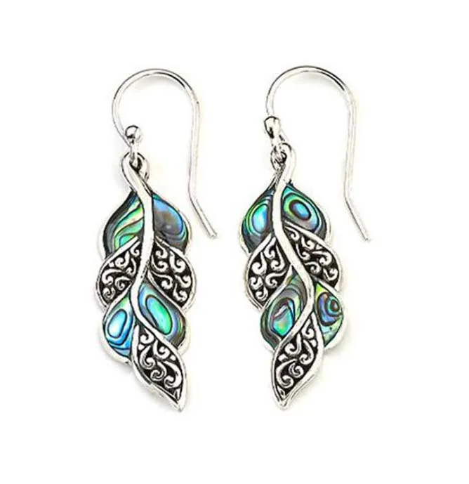 Opal Ear Hook Peacock Feather Earrings - Natural Stone Dangle Earrings for Women, Ladies' Jewelry Accessories image 2