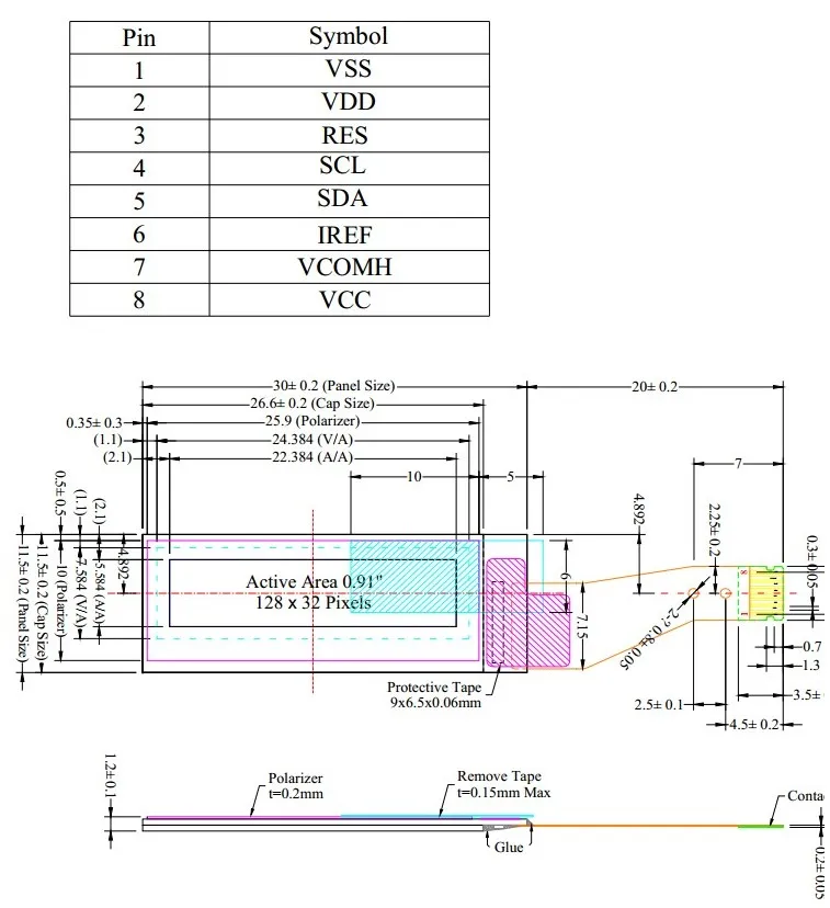 OLED дисплей 0 91 дюйма 128x32 8Pin SSD1306 SPI интерфейс плагин MI12832DO для Therion DNA 250 нижняя часть