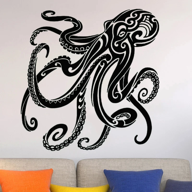 

Vinyl Wall Decals For kids rooms Bathroom Octopus Ocean Marine Tribal Animal Stickers Livingroom Decoration Poster DW10249