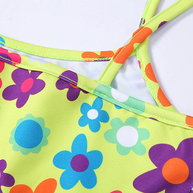 Арцу с симпатичным рисунком Зеленый топ на бретельках цветочным принтом нижнее