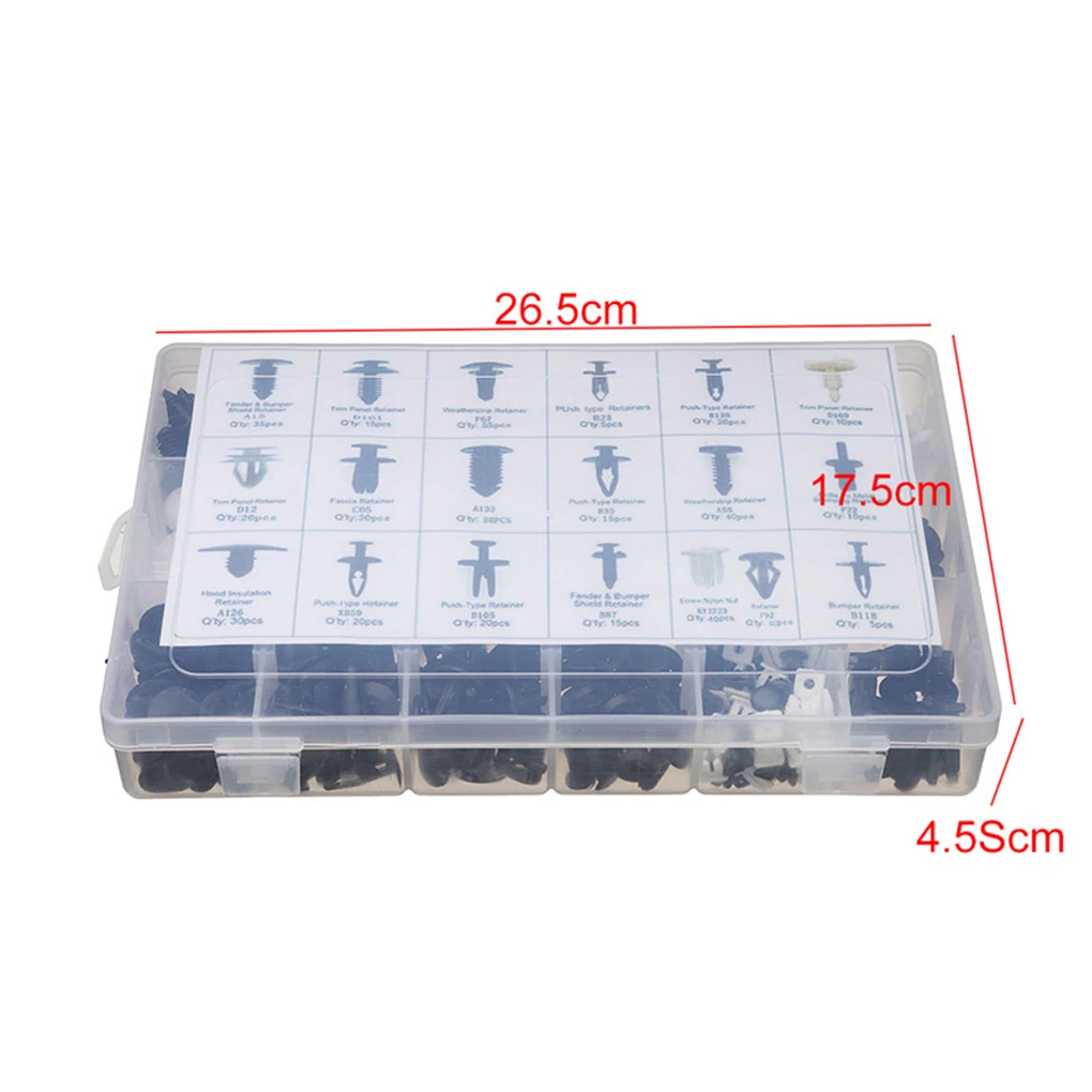 

435pcs/set Assorted Auto Car Vehicle Body Plastic Push Pin Rivet Fasteners Trim Clip Moulding Clips Removal Tool Kit