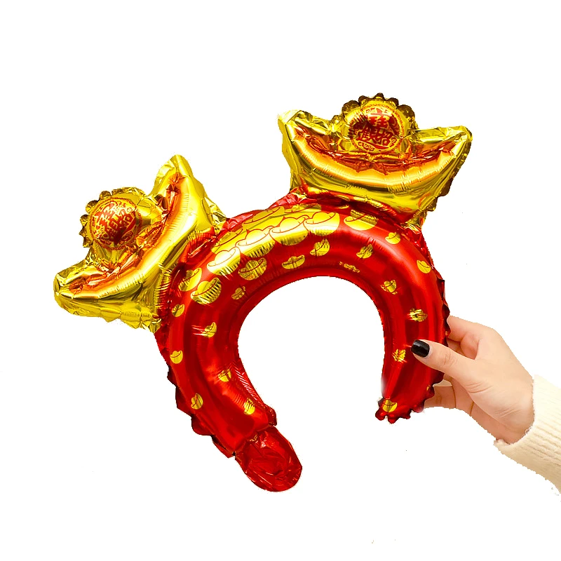 

5 PCS Chinese Lunar New Year God of Wealth Headdress Cute Animal Aluminum Foil Headdress Wedding Gift Balloon Party Decoration