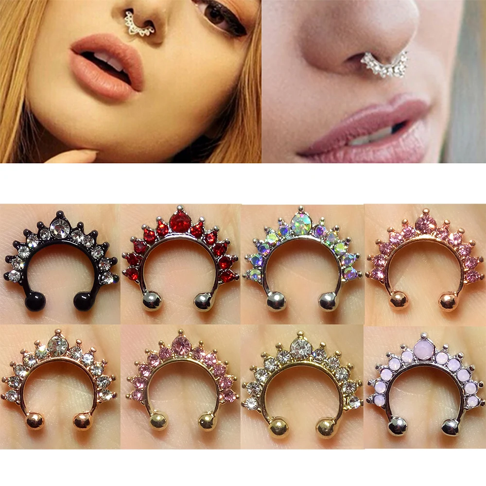 1Pc 10mm Fake Septum Piercing Nose Ring Hoop nose For Girl Men Faux Body Clip Rings non Body Jewelry Non-Pierced