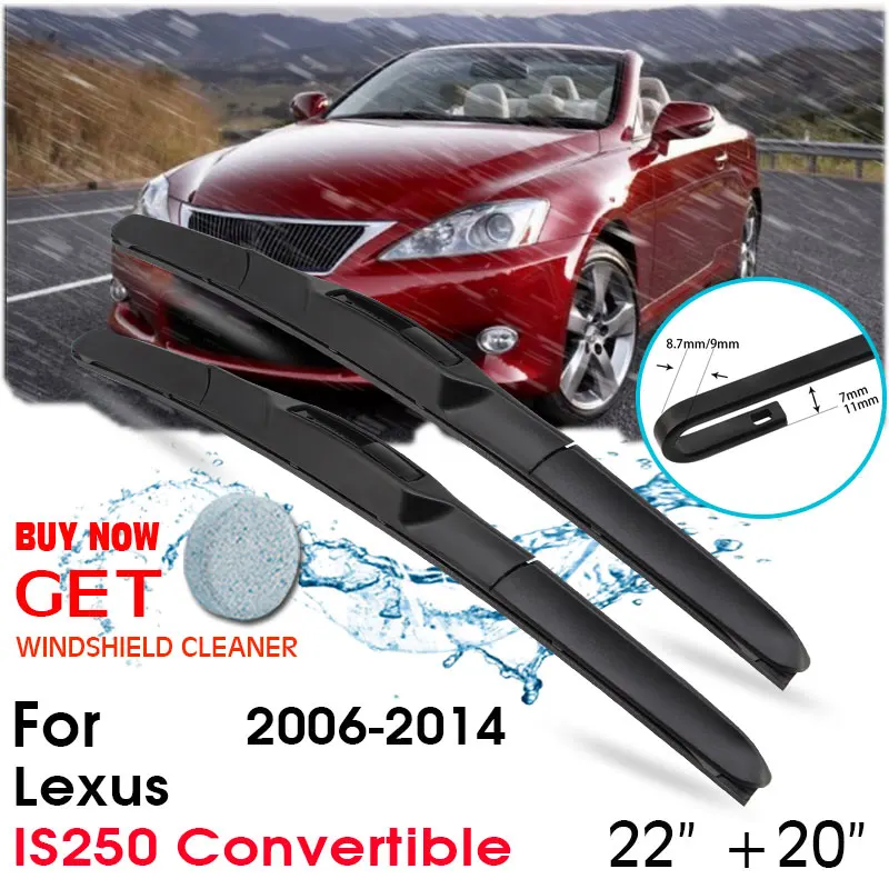 

Car Wiper Blade Front Window Windshield Rubber Silicon Refill Wipers For Lexus IS250 Convertible 2006-2014 LHD / RHD 22"+20"