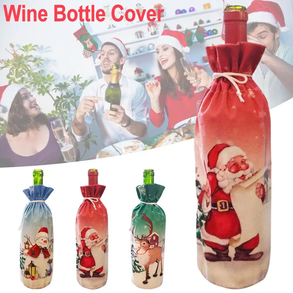 Рождественский свитер крышка для бутылки вина Снеговик Олень дизайн платье