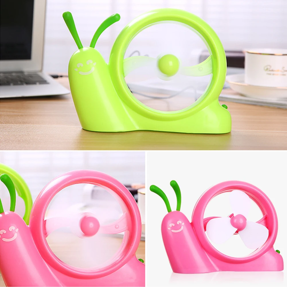 

Summer Desktop Students Cartoon Snail Portable Natural USB Fan Cooling Mini Home ABS Silent Office Gift
