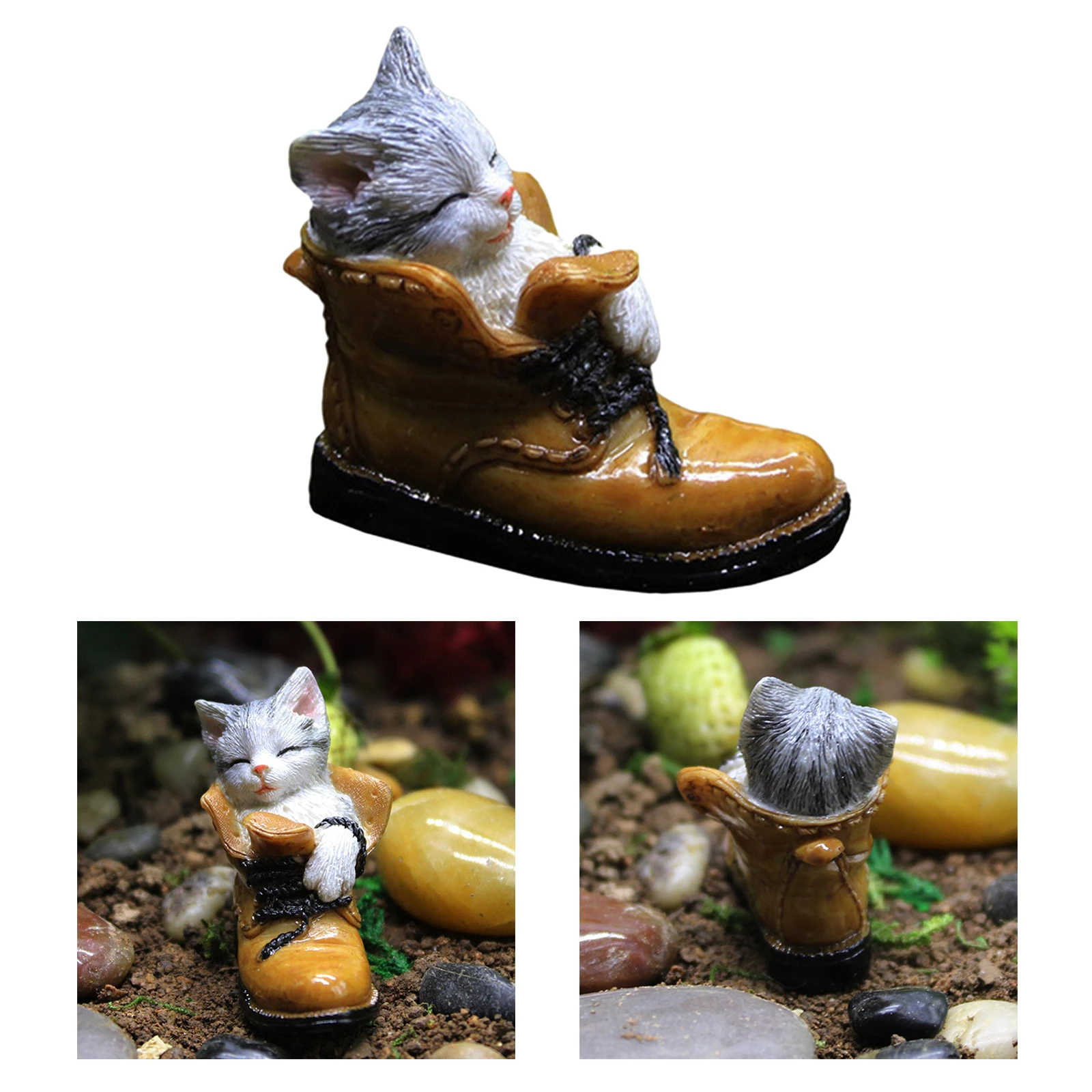 

Miniature Fairy Garden Cute Cat in Boots Figurine DIY Craft Accessories