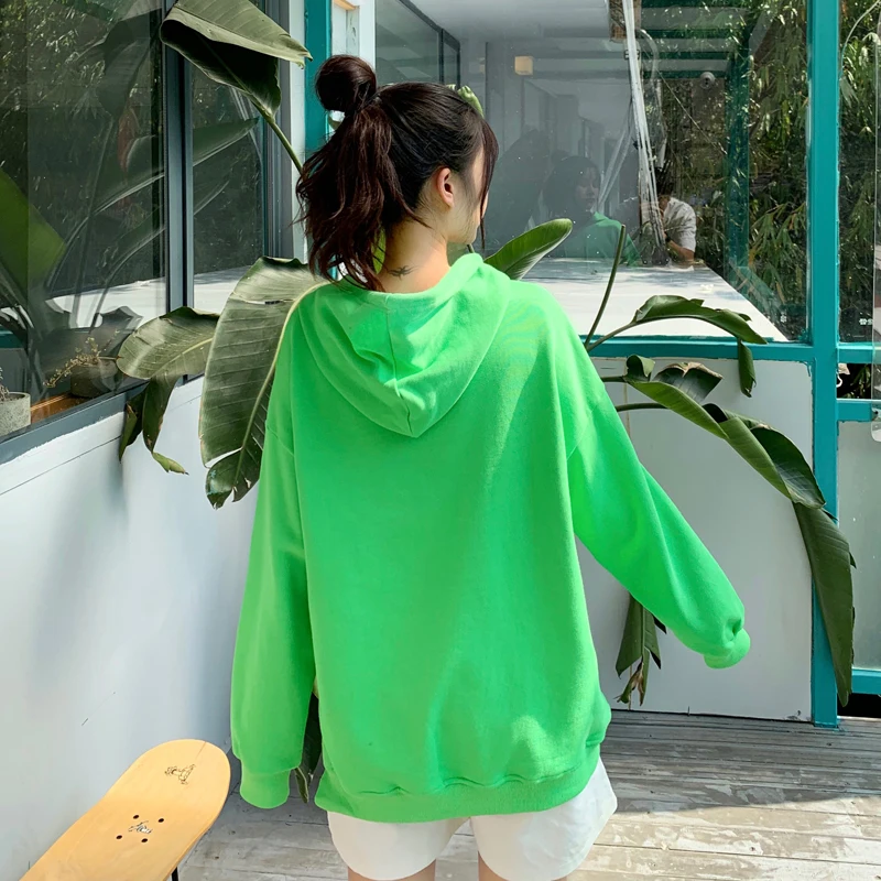 Женская однотонная толстовка с буквенным принтом тонкий розовый Хлопковый