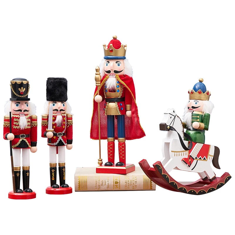 

Wooden Nutcracker Figurine Christmas Ornaments Decoration Dolls Colorful Hand Painted Vintage Design Desk Home Office Decor
