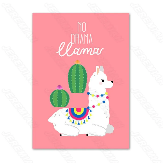 

Pink Cartoon Cute Alpaca Animal Poster Nordic Style Canvas Canvas Print Painting Modern Children's Bedroom Wall Stickers