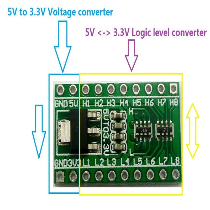 

TB369 2 in 1 DC Converter 5V to 3.3V Buck Setp-dowm AMS1117-3.3V LDO Voltage Regulator Module & Base Resistor TTL Logic Level