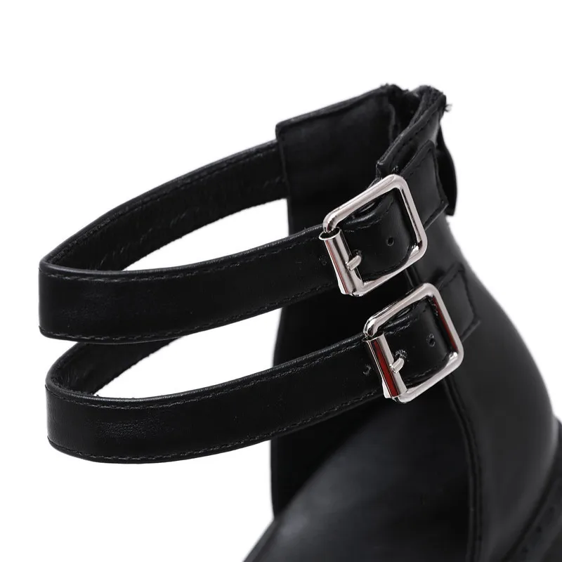 

YMECHIC 8cm Block Heel Punk Gladiator Sandals Black High Heels 2020 New Fashion Sandals Platform Womans Ladies Shoes Drop Ship