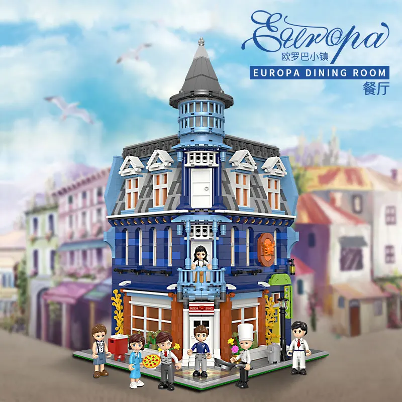 

Креативные строительные блоки серия Европа Ресторан Европейский Романтический город модель с фигурками кирпичи игрушки детские подарки
