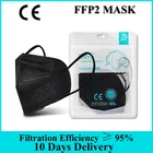 100 шт. FFP2, одобренные маски FPP2, черная маска для лица, защитная противопылевая маска KN95, маска