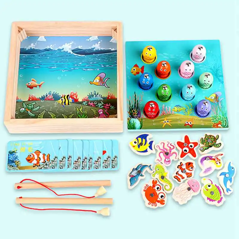 

Children Wooden Toys Magnetic Games Fishing Toy Game Kids 3d Fish Baby Kids Educational Toys Outdoor Funny Boys Girl Gifts