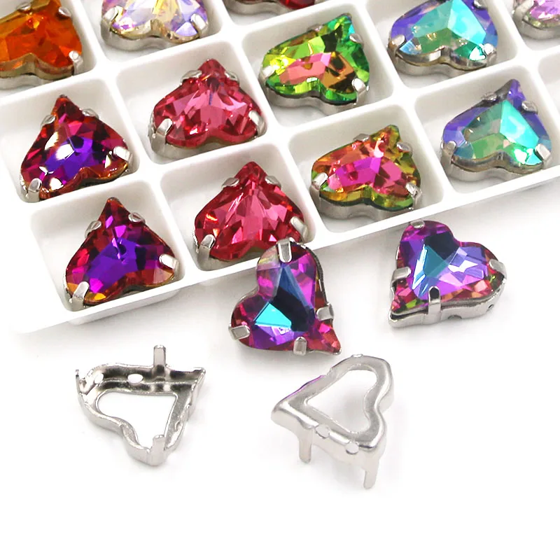 Аксессуары для одежды K9 стеклянные стразы в форме сердца хрустальные пришивания