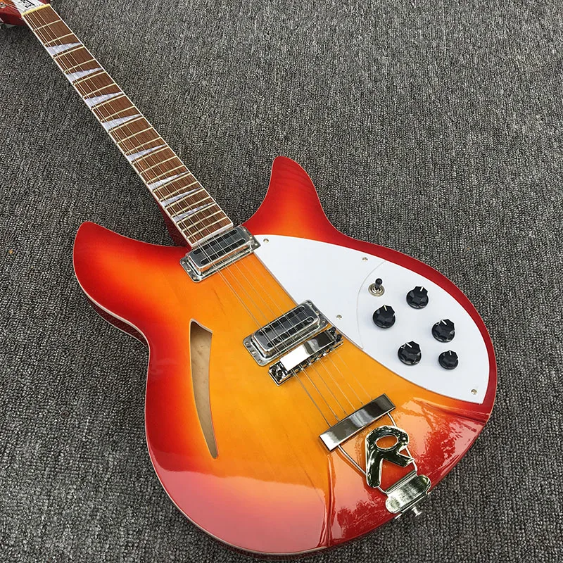 

2019 Высококачественная 12-струнная электрогитара, электрическая гитара Ricken 360, корпус красного вишневого цвета с грифом из розового дерева, б...