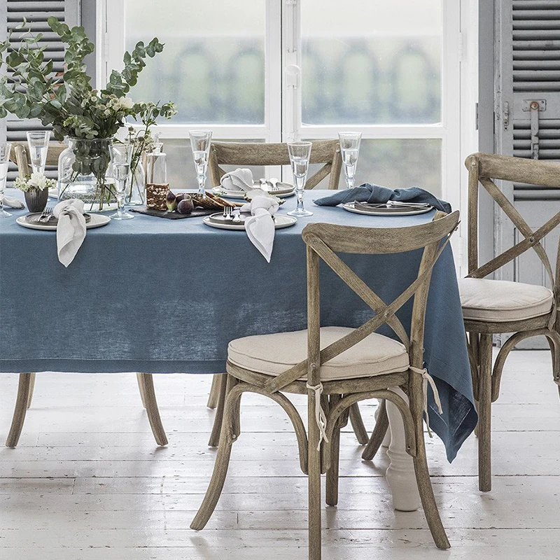 100% чистое натуральное белье одноцветная прямоугольная боковая скатерть