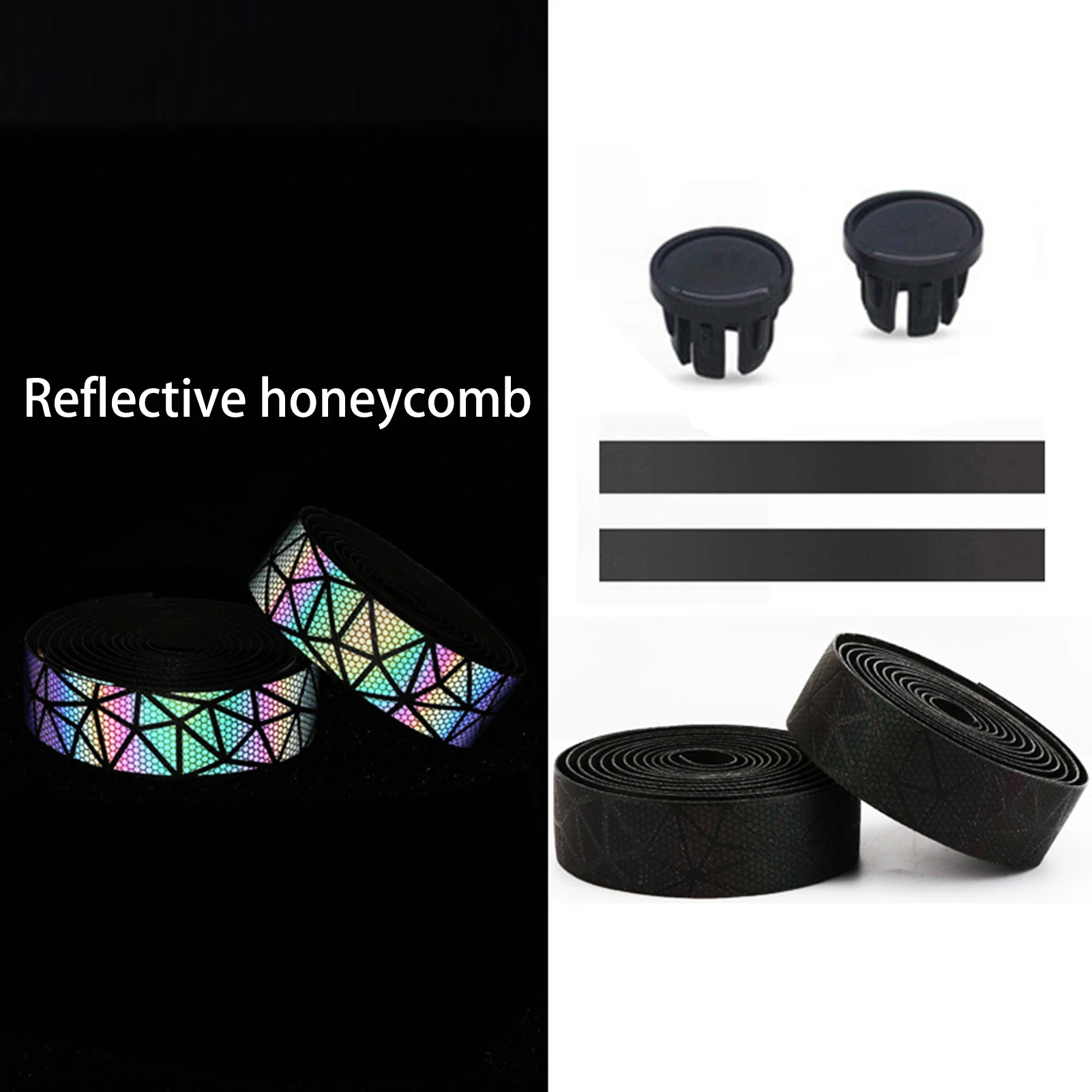 

2Pcs Bicycle Reflective Handlebar Tape Safe Night Riding Hand Belt with Bar Plug