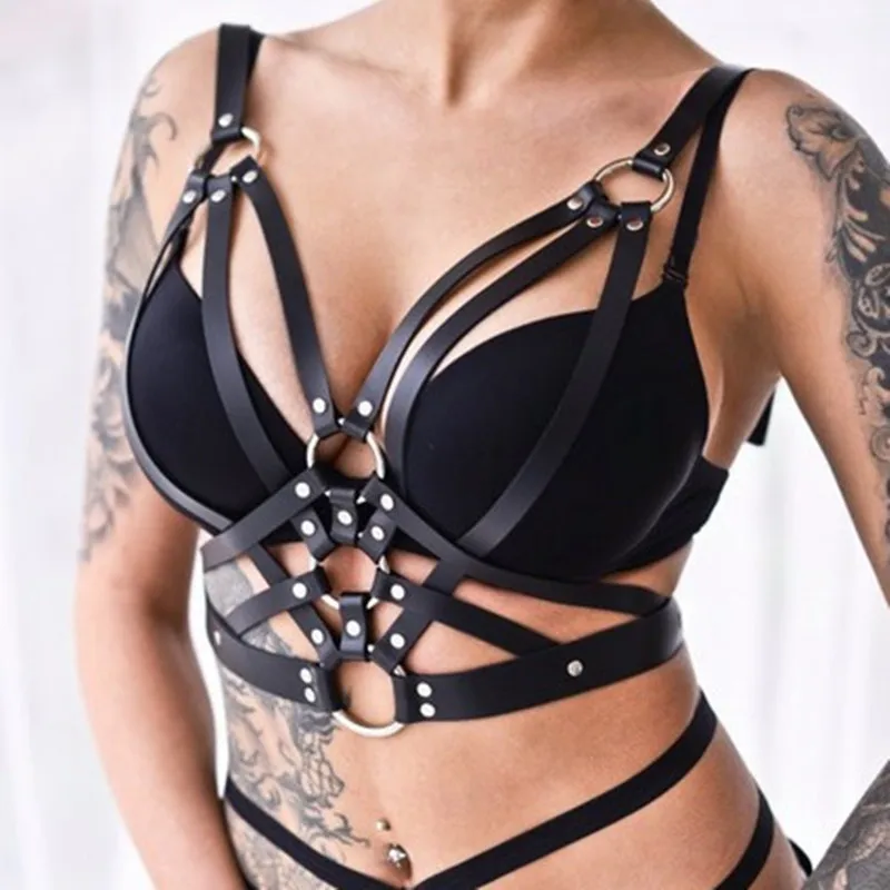 

Европейская и американская Эротичная кожаная нагрудная цепочка, поясная цепочка в стиле панк, многослойное ювелирное изделие ручной работ...