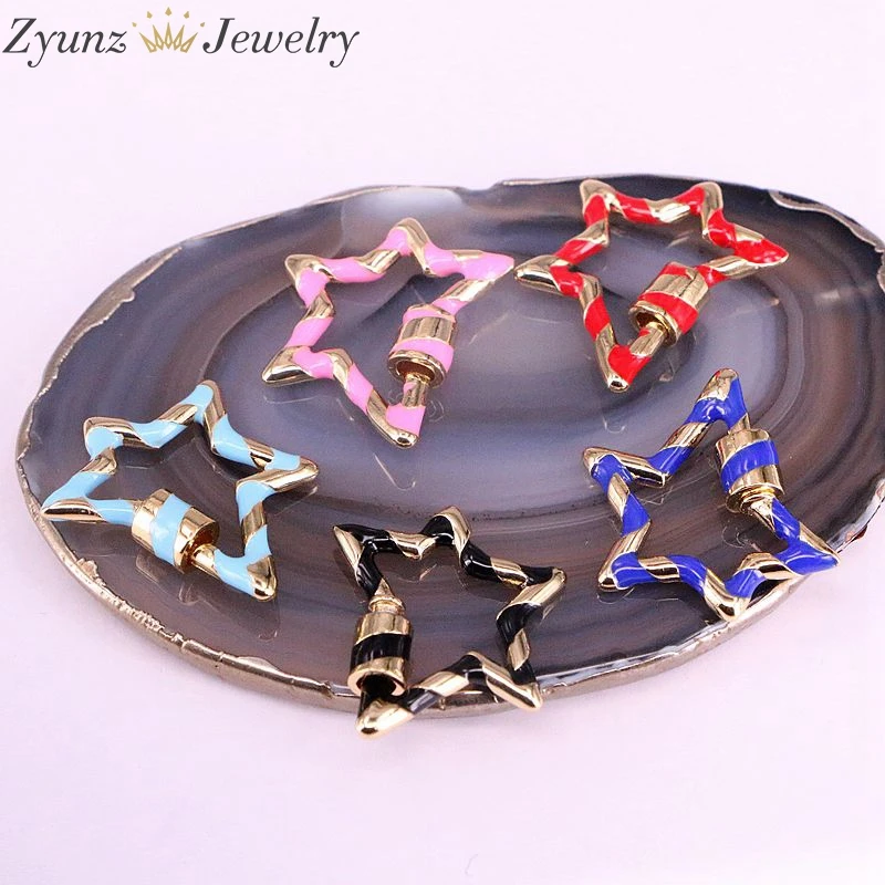 

5 шт., 20*24 мм, Звездный замок с застежкой, карабин, эмалированный замок, фурнитура для ювелирных изделий