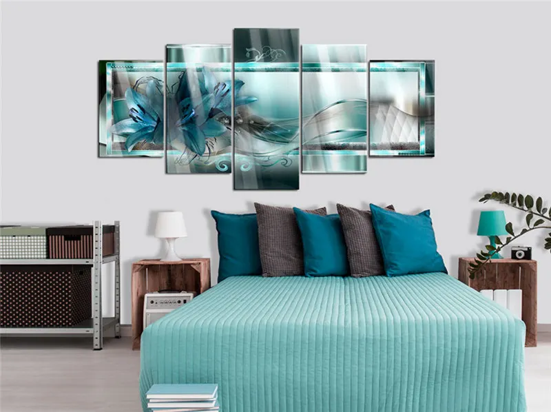 5 шт. Абстрактная Картина на холсте богатство роскошный постер цветов лилии