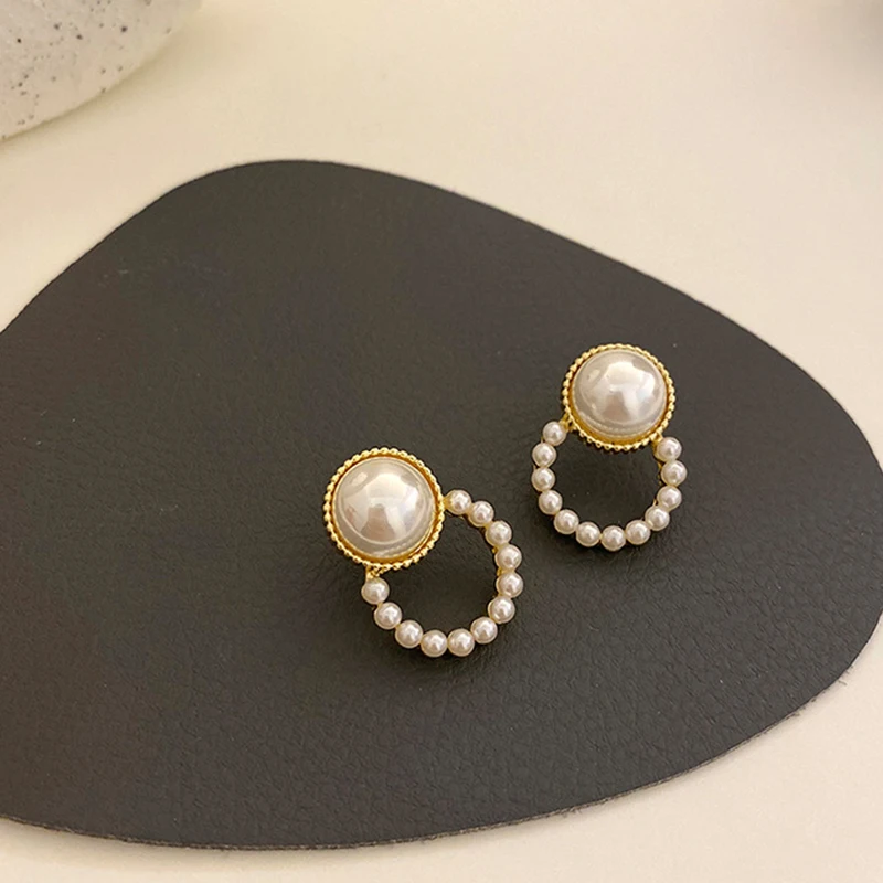 

Retro Earrings Trendy Pearl Earrings for Women Temperament Round Face Was Thin and Atmospheric Ear Jewelry Gift