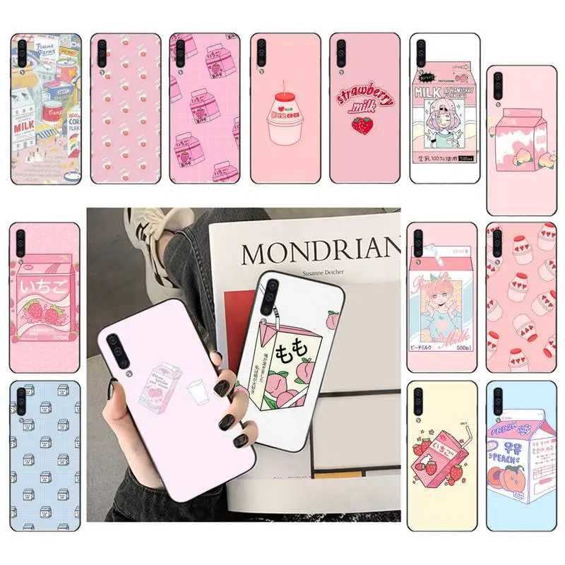 

Korean Strawberry Milk Phone Case For Samsung A50 A51 A32 A70 A71 A30 A12 A72 M31 A21 A41 A21S A31 A11