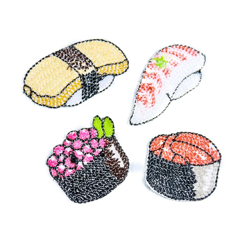 Вышитые нашивки для суши с лососем 4 шт. аппликация утюга ручная работа товары