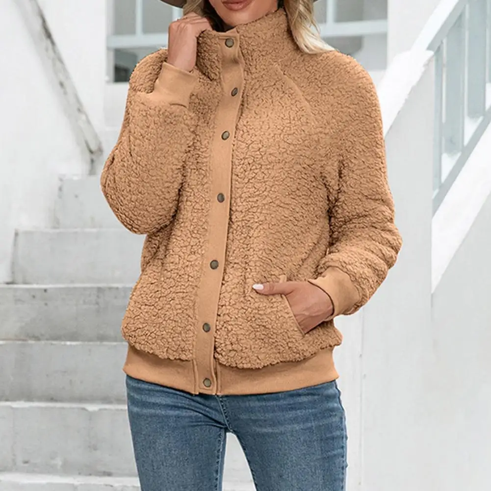

Мягкий плотный однотонный двухсторонний плюшевый кардиган, куртка, Осень-зима, куртка с воротником-стойкой для встреч