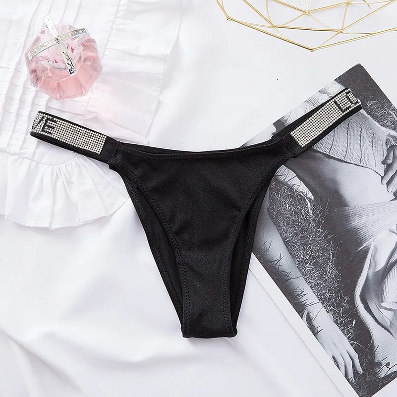 

Sexy Rhinestones Low Waist G-String Thongs Panties for Women Letter Shorts Briefs T-back String Underwear Lingerie