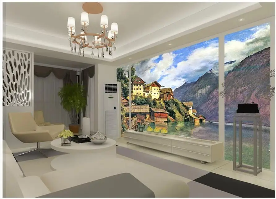 3d фотообои на заказ с изображением итальянского скалы городского пейзажа для