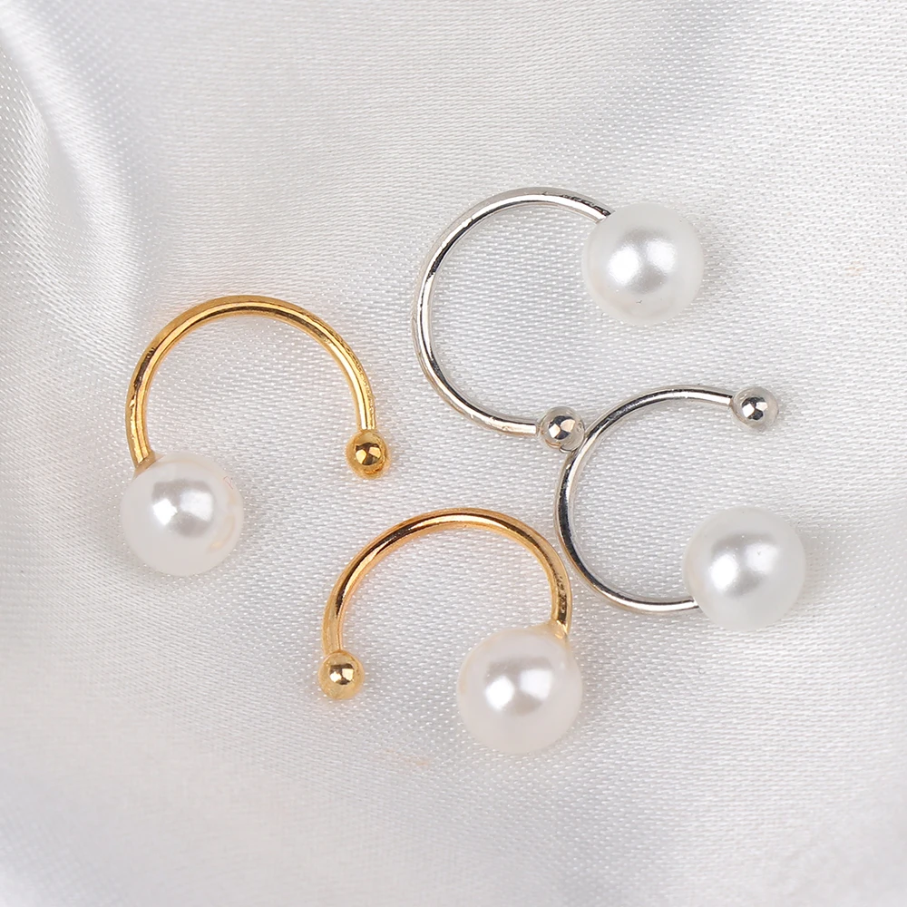 Женские серьги в стиле панк имитирующие перламутровые манжеты клипсы без