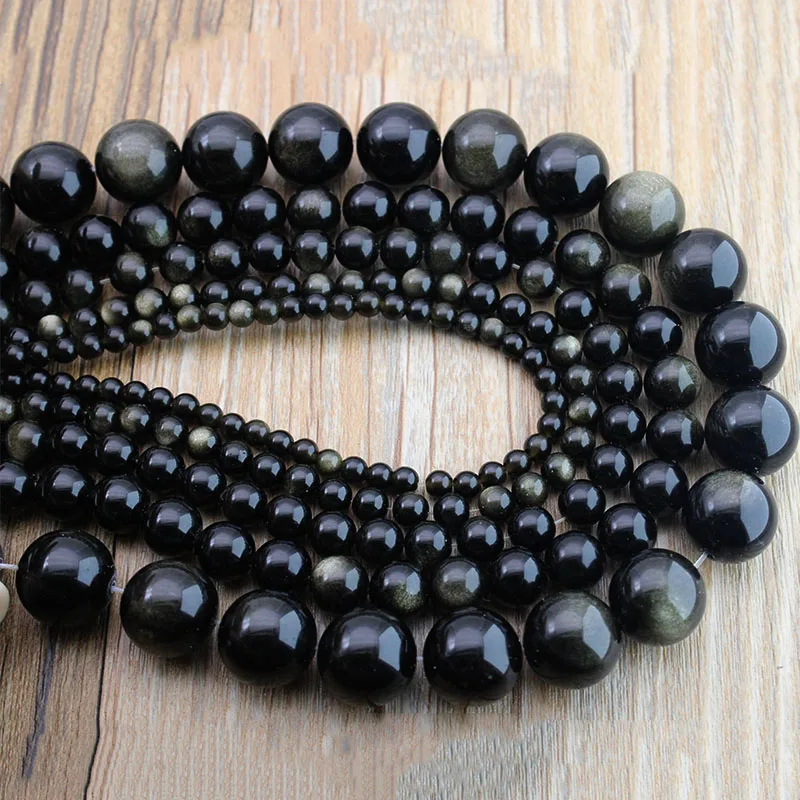 Бусины разделители из натурального золотистого обсидиана 1 нить|beads loose|beads naturalloose