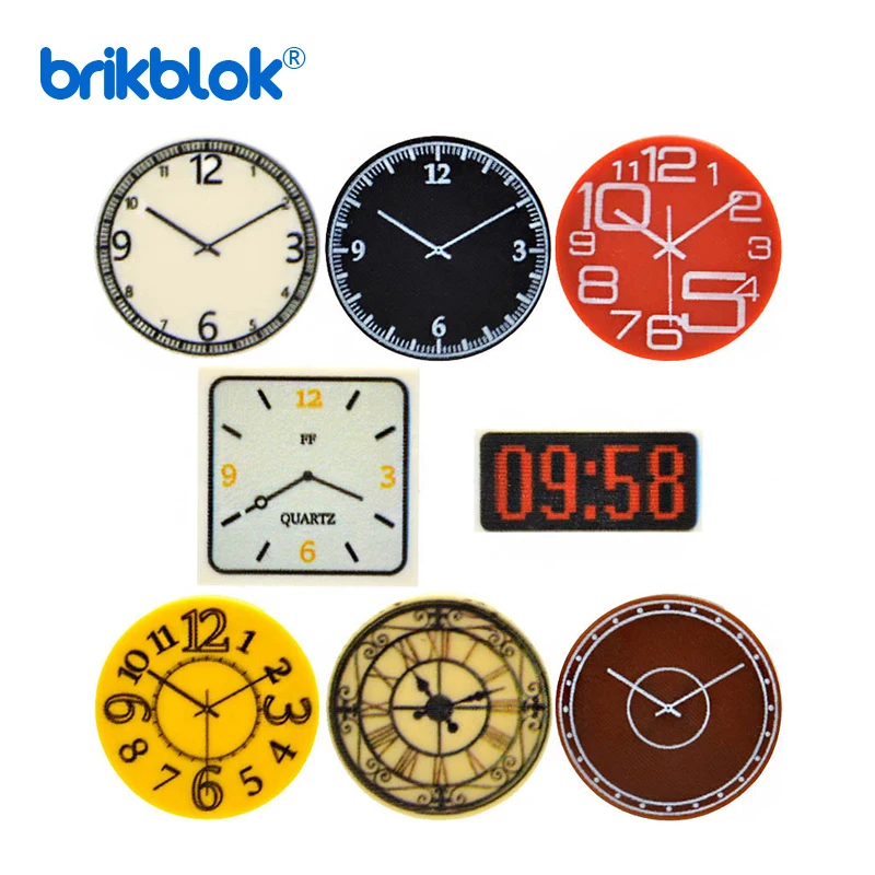 S Wall Clock 1x2 2x2 Moc Decoration Bricks Round City Alarm Construction Toys