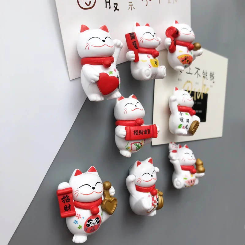 

8pcs Japan Lucky Cats Fridge Magnets Cartoon Kitten Animals Whiteboard Sticker Refrigerator Kid Message Post Home Decoration