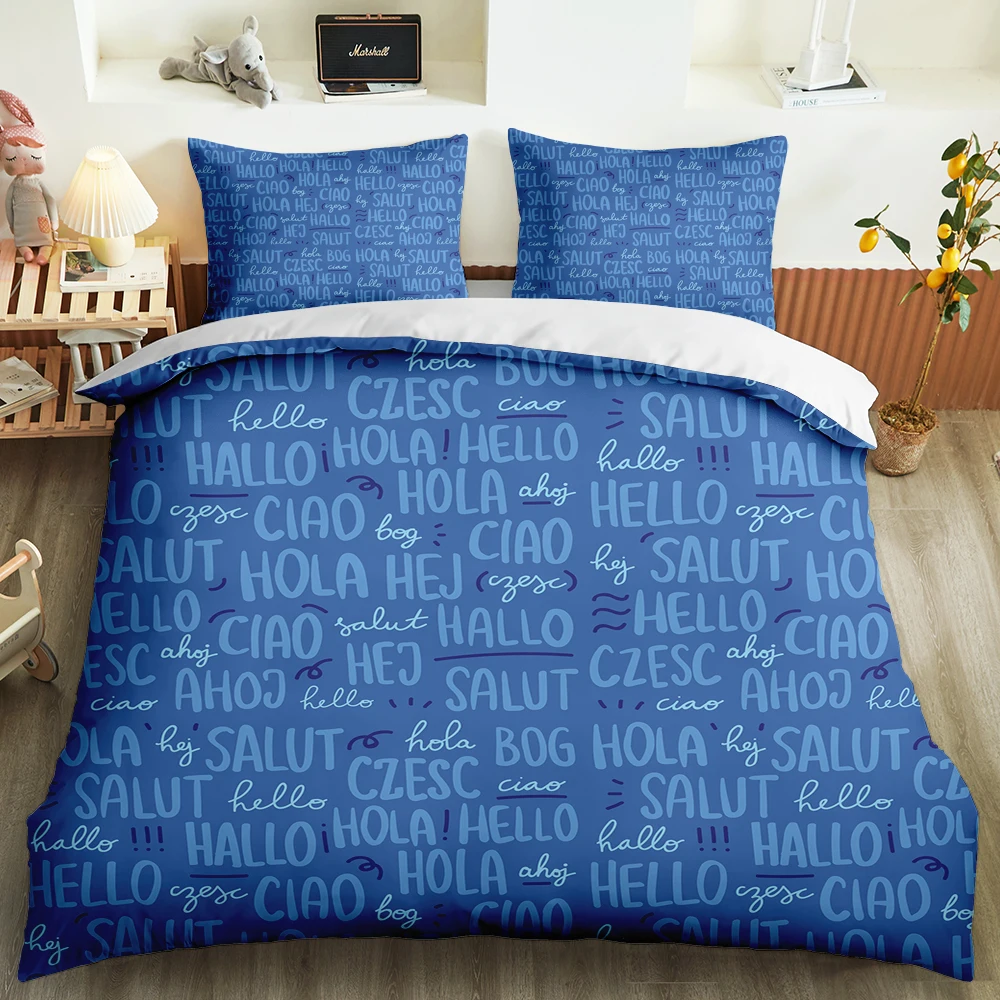 

Custom Queen King Single 3D Print English Alphabet Beding Set Pillowcase Duvet Cover Set Home Bedroom Decor Modern Bed Set