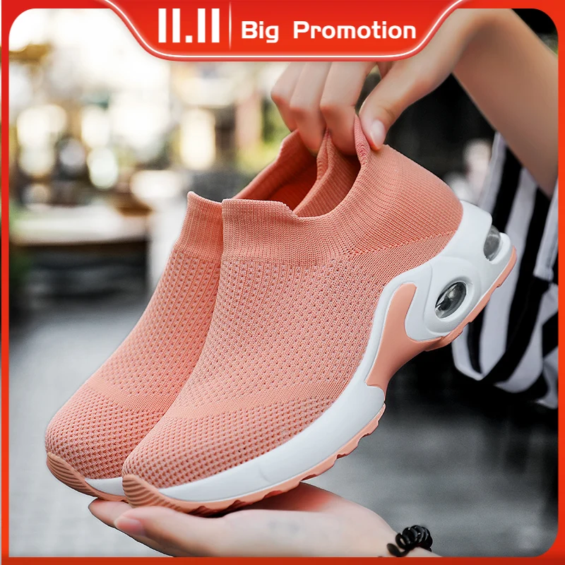 

Women's Shoes Womens Walking Sneakers Air Cushion Slip-on Sports Shoes Female Platform Tennis Trainers Soft Zapato