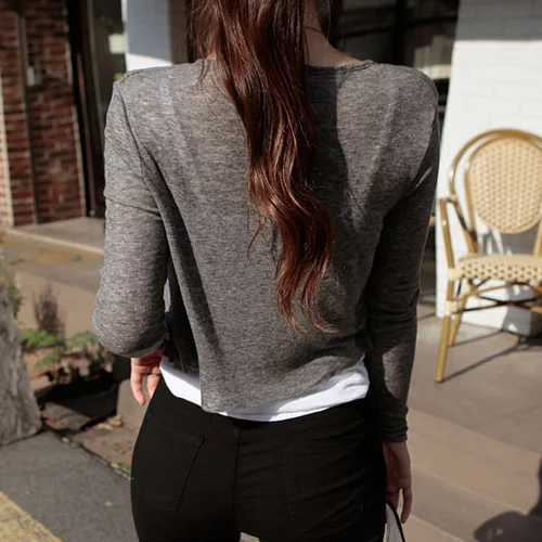 Вязаный кардиган весна лето женский простой однотонный тонкий сексуальный низ